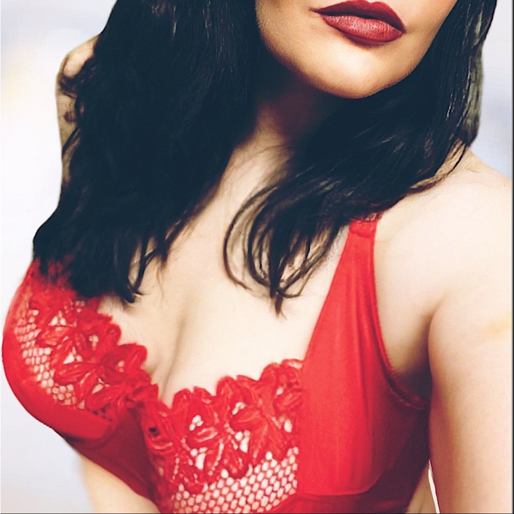VINTAGE Sexy Red Floral Lattice Lacey Burlesque Lingerie Bra Full Figured »2 HOT
